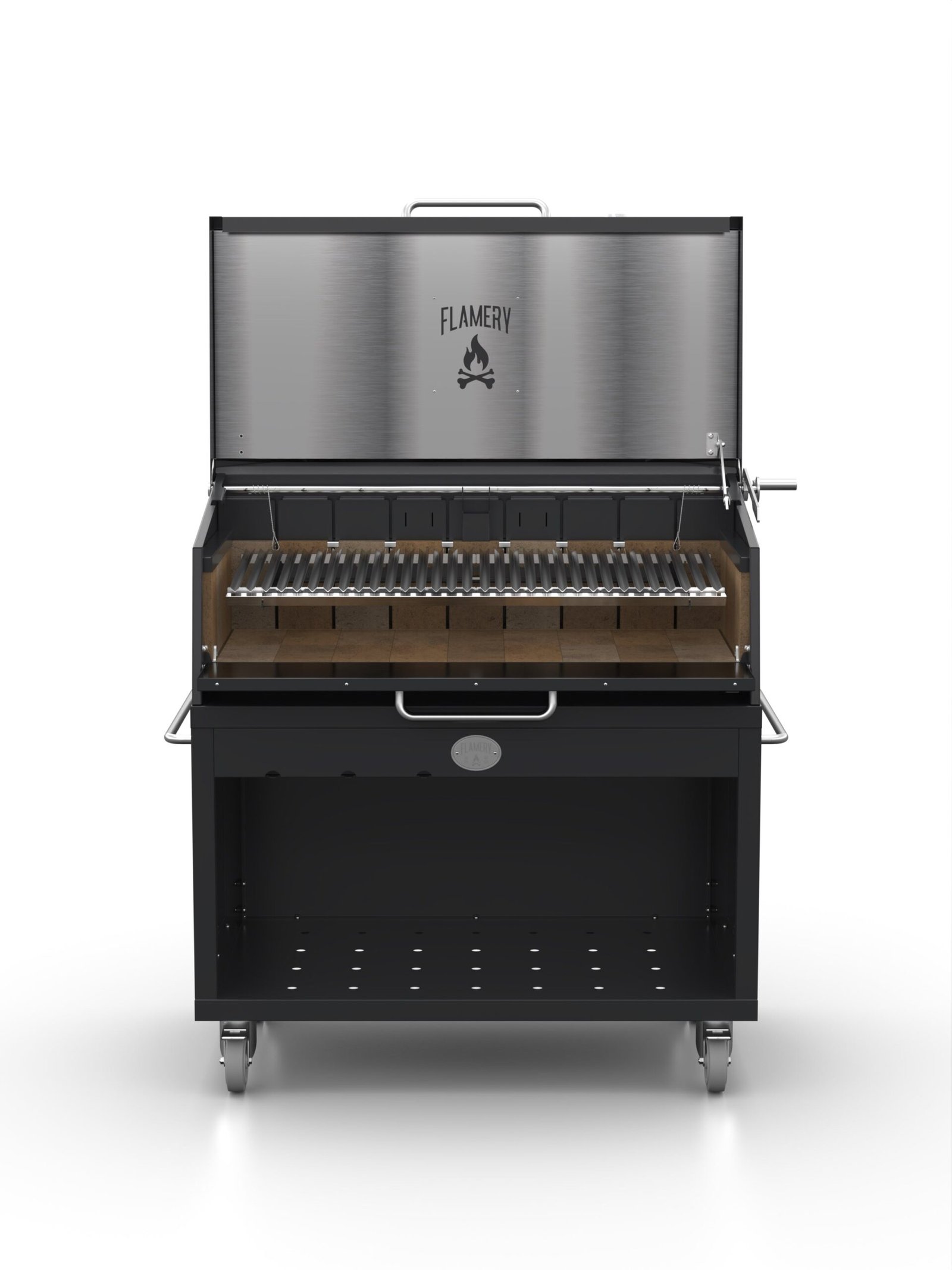 BBQ-L-A-TRLYFront_af2fd98a-3c56-447b-a26f-9048d32291b3 Flamery ASADO PRO.2.2 – Large Asado Grill on Trolley - Image 1